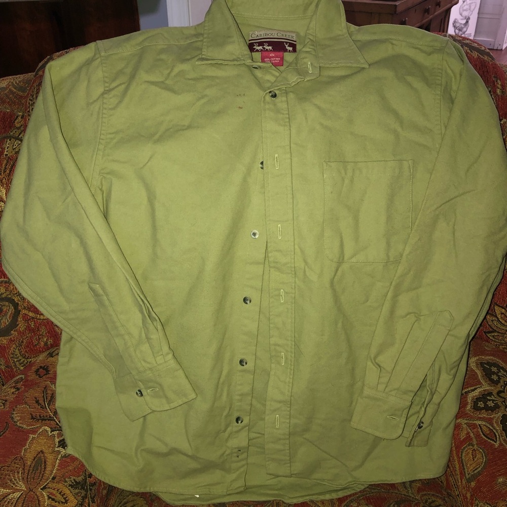 Men’s Olive Green Button-Up flannel Shirt Jacket